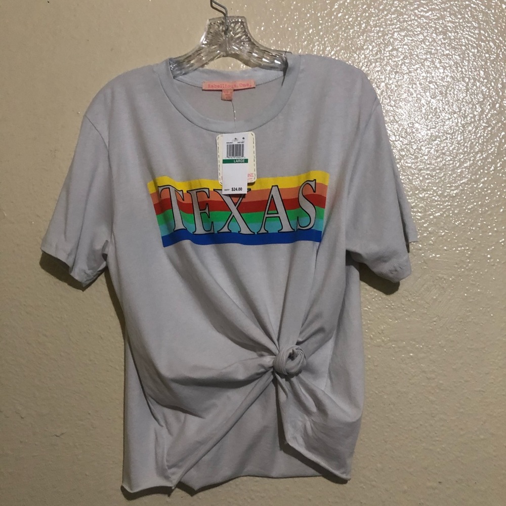 Cut-off Women’s Graphic Tee Large “TEXAS”
